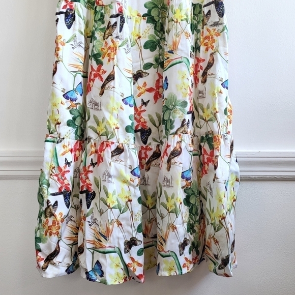 New Ecru Larson Ruffle Tiered Bird Of Paradise Midi Dress Style 6311WT NWT XS - Picture 9 of 13